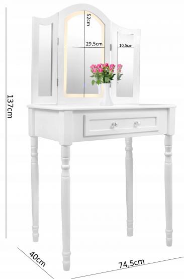 Fésülködőasztal LED tükörrel Katherine White