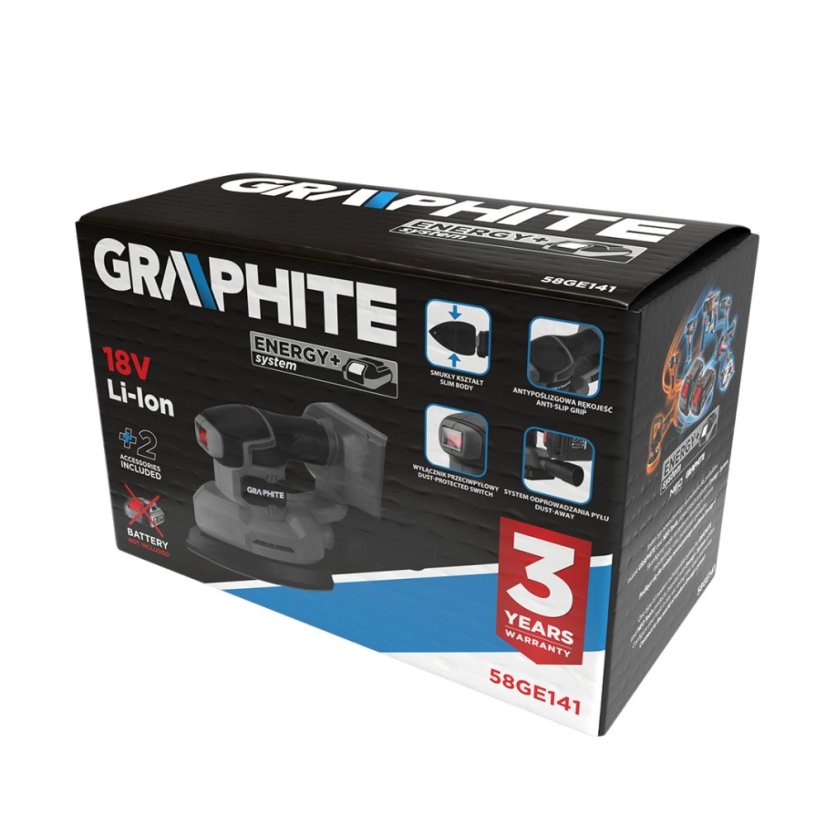 Exzenterschleifer DELTA Energy+ 18 V, ohne Akku 58GE141