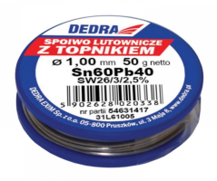 Spájkovací cín s tavidlom,1.0mm, 50g, 60%SN, Pb40Sn60