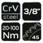 Cheie dinamometrică 3/8" x 470 mm, 20-100 Nm 08-824