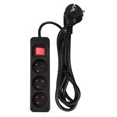 Predlžovací kábel 1,5 m, 3x1,5 mm2, 3G, čierny, ON/OFF 90-182