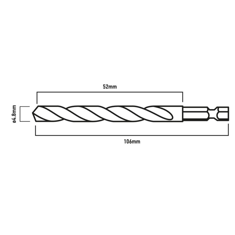 6-kutno svrdlo za metal 4,8 mm, 2 kom. 54T708