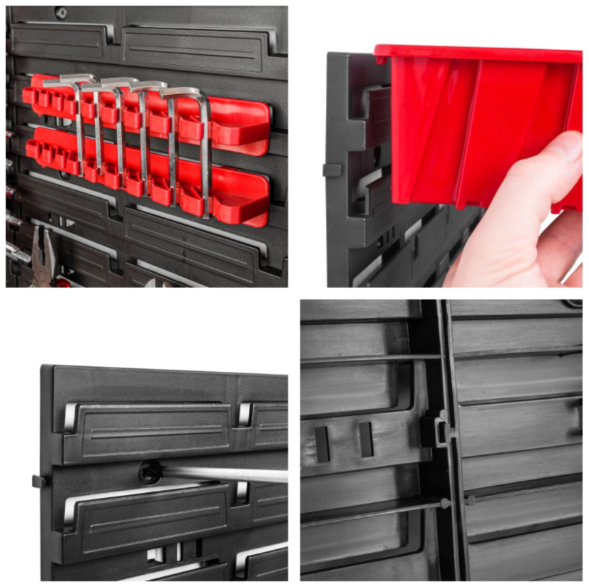 Perete pentru unelte 78x39cm + 6 cutii NEGRE
