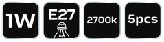 Žarnice 5 kosov 1W, E27 za girlando 99-111