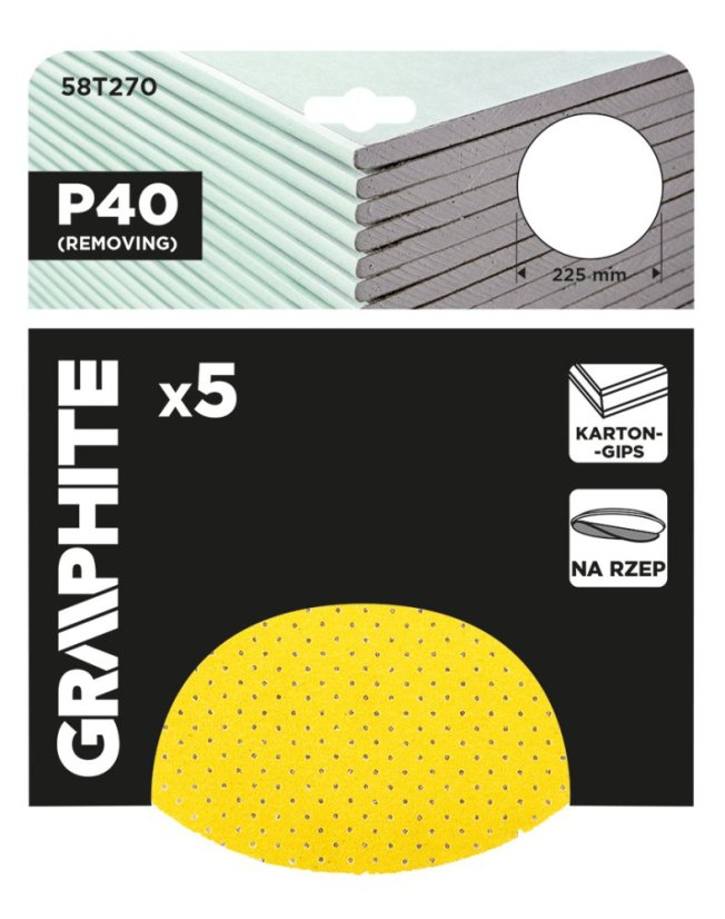 Brusni diskovi, perforirani, s čičak rupama 225 mm, P40, 5 kom. 58T270