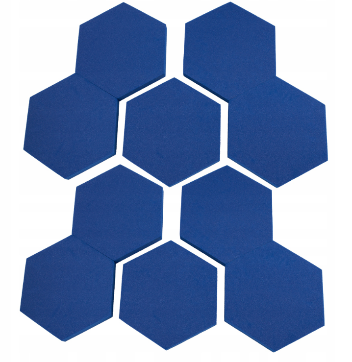 Akustický panel Hexagon 50x50cm, tloušťka 3cm, modrý