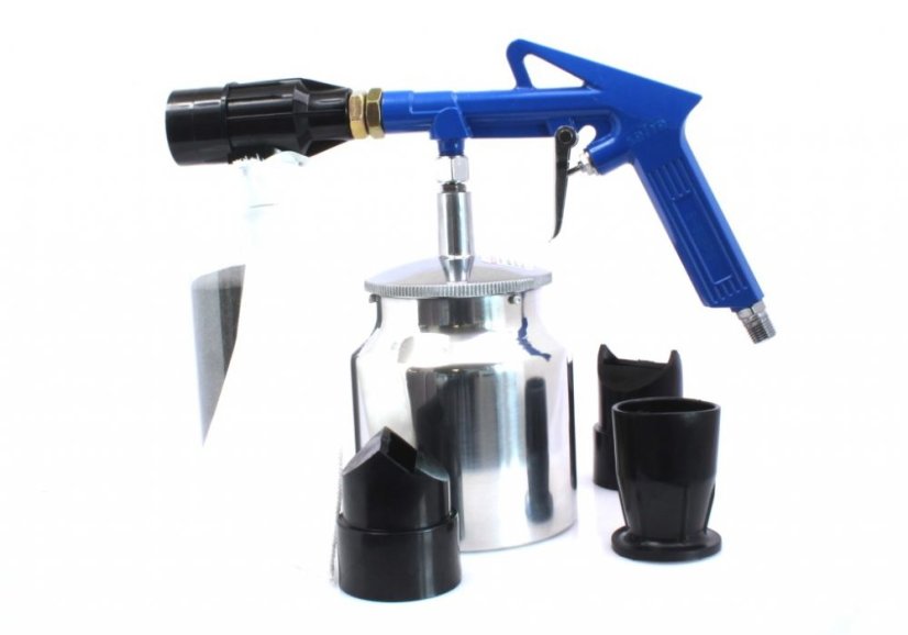 Tartályos homokszóró pisztoly homokfúvó anyaggal 500g S-SG6PS