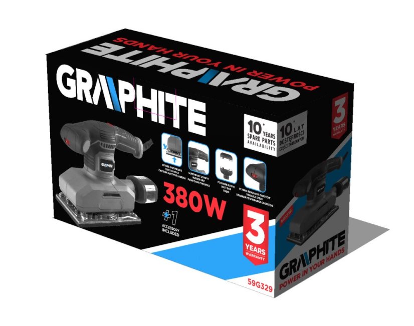 Orbitális csiszológép 380W, lapát 115x230 mm 59G329