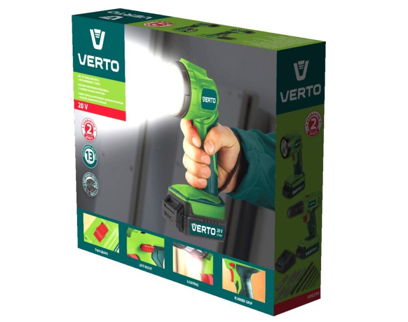 Akkus fúró/csavarozó 2 x 20V, Li-Ion/1,5Ah, tok + zseblámpa 50G293