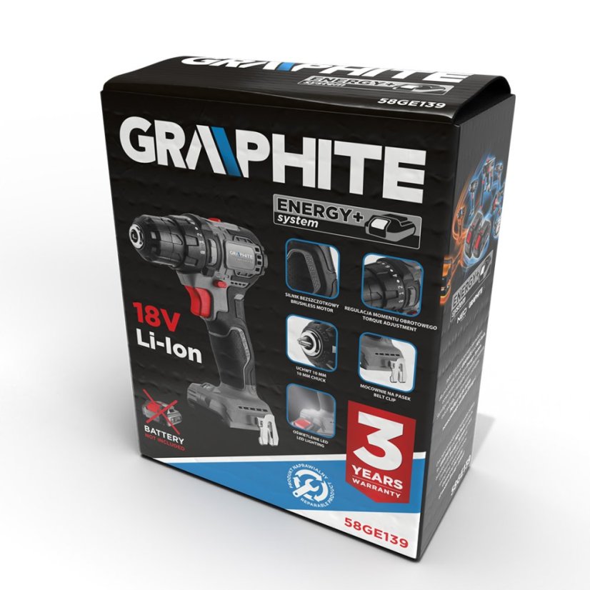 AKU Bohrschrauber, 10mm 18V, kompakt, Energy+, ohne Akku 58ge139