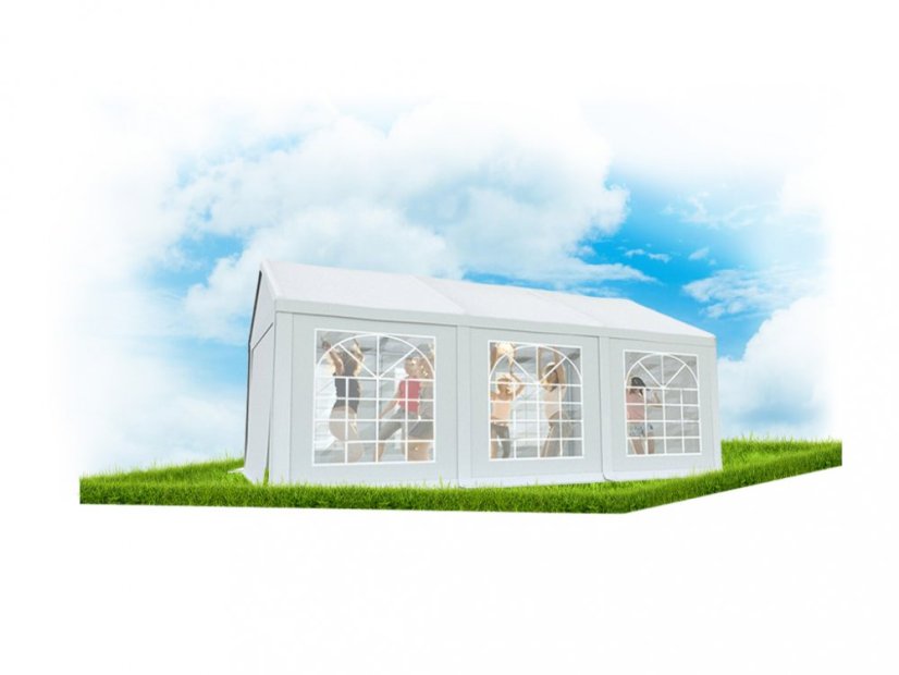 Cort pentru petreceri 3x6m - PE Classic - construcție tubulară din oțel Alb