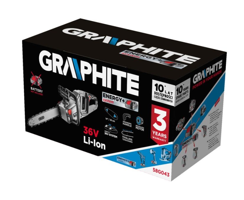 Akku-Kettensäge Energy+ 36V, Li-Ion, 14" Schiene (350 mm), ohne Akku 58G043