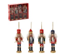 Dřevěné vánoční ozdoby Louskáček 4ks 12,5cm