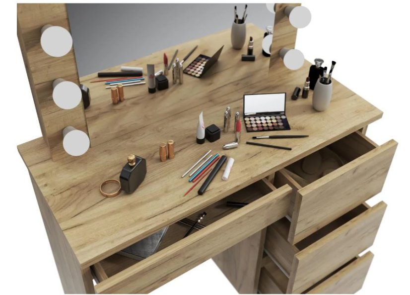 Fésülködőasztal LED tükörrel Cleopatra tölgy craft