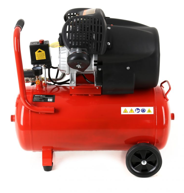 Olajkenésű légkompresszor 50L, 8bar, 3kW, 4HP, 320l/perc, 2 henger, 230V, hordozható, műhelybe/autóiparba, Kraft&Dele KD1484