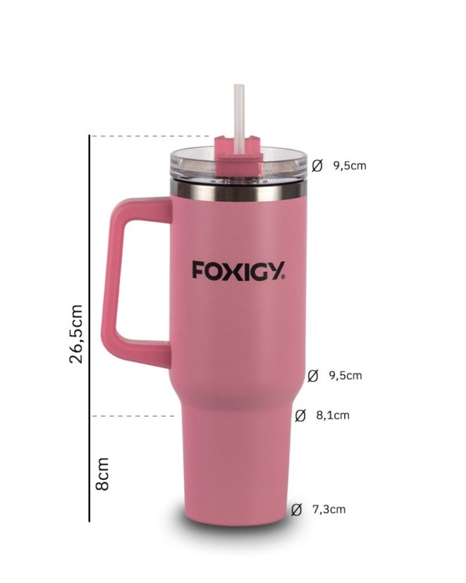 Termo šalica za auto sa slamčicom 1200 ml roza