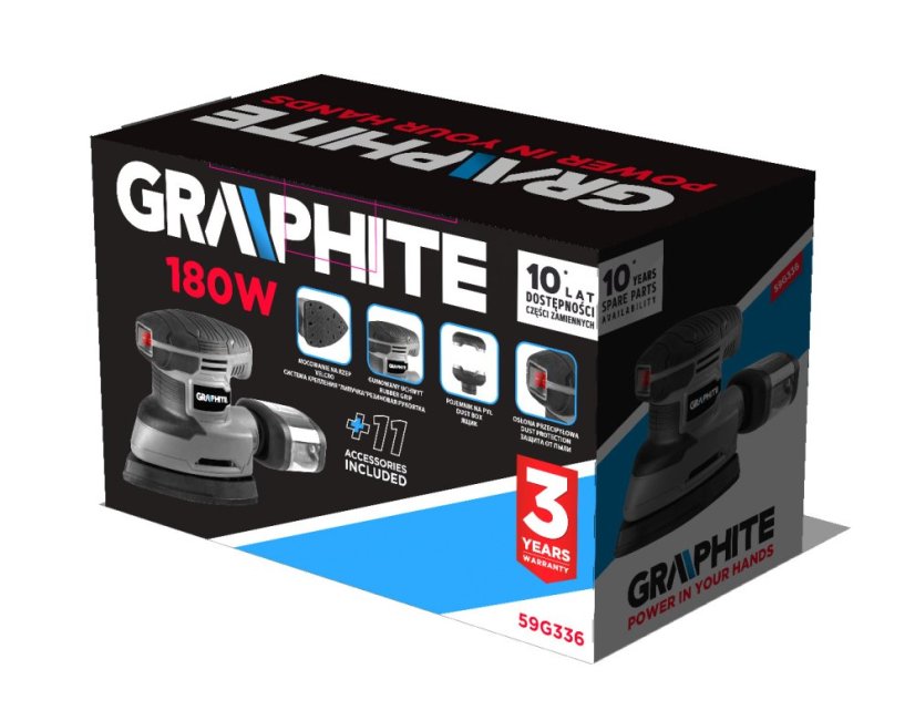 Deltás körcsiszoló 180 W, talplemez 140 x 140 x 80 mm 59G336