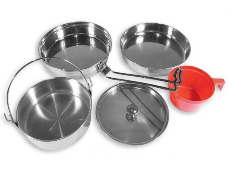 Camping-Kochgeschirr-Set für 1 Person aus Stahl