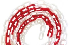 Lanac plastični, 5mm, bijelo-crveni, 25m