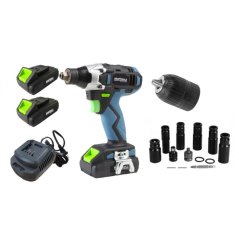 Rázový utahovák / šroubovák 21V 750Nm sada 2x3000mAh + nástavce KD3407