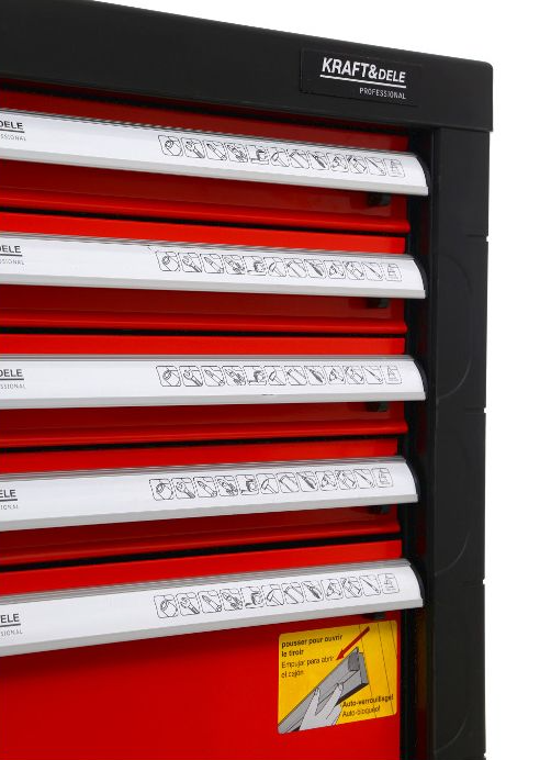 Cărucior de atelier cu unelte 263buc - 6 sertare KD361