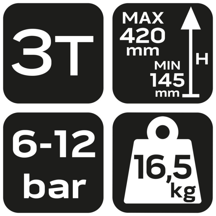 Pneumatska dizalica 3T, visina 145-420 mm 11-737