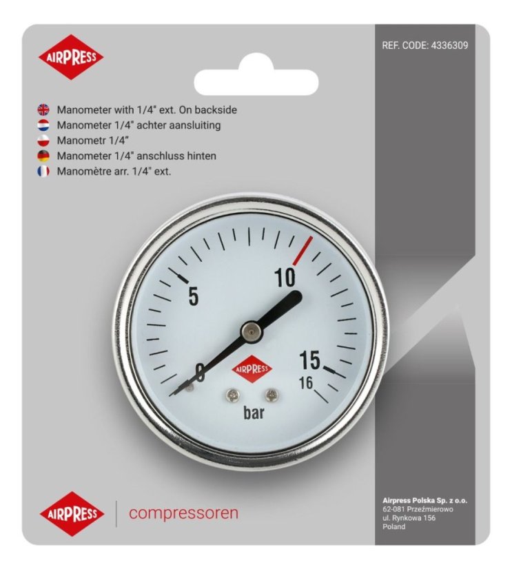 Manometar 63 mm 1/4" 0-16 bar - stražnja spojna točka 4336309