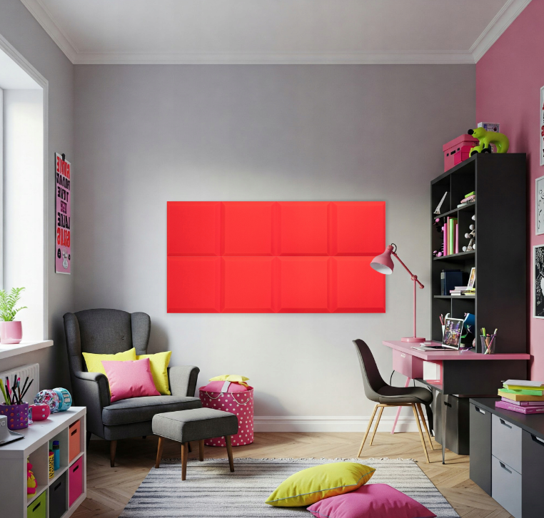 Akustický panel trapéz 50x50cm, tloušťka 5cm, červený