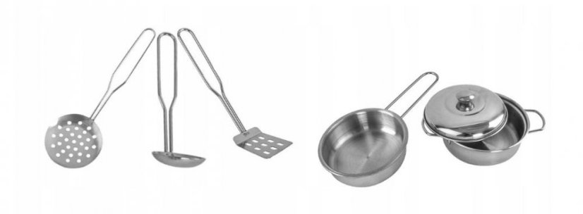 Fa játékkonyha gyerekeknek kiegészítőkkel fehér - barna