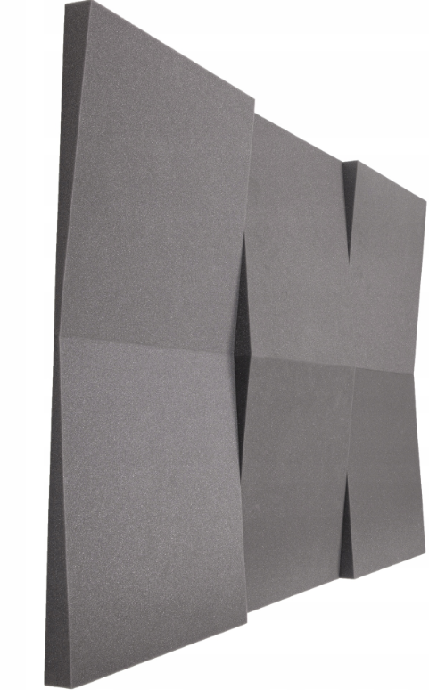 Akustický panel 3D zkosený 50x50cm, tloušťka 5cm, tmavě šedý