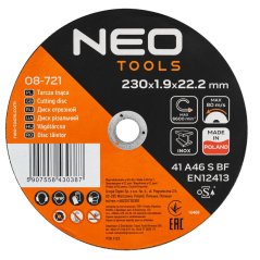 Řezné kotouče na kov/INOX 230 x 1,9 x 22,2 mm, 41 A46-S-BF, 25 ks v kartonu. Vyrobeno v PL 08-721