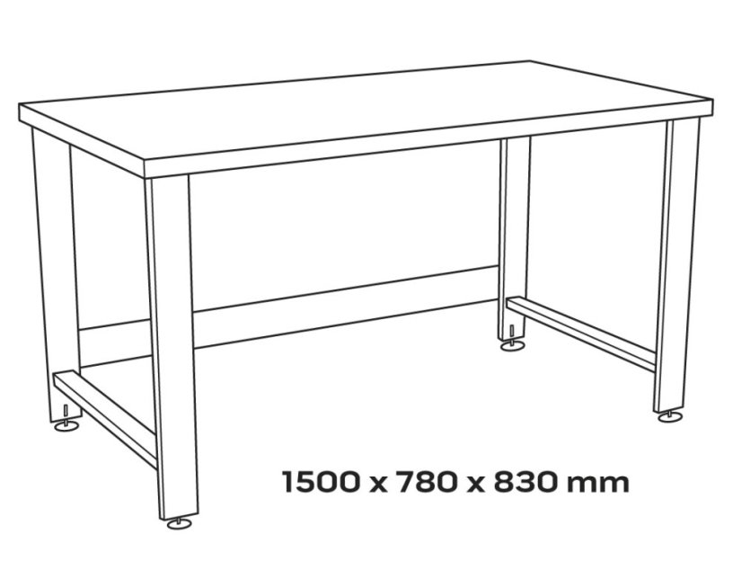 Arbeitstisch: 1500 mm x 780 mm x 830 mm 11-716