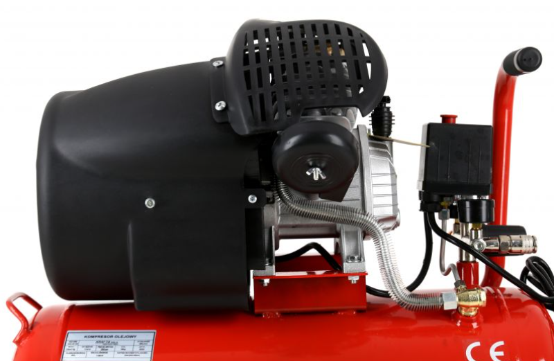 Olajkenésű légkompresszor 50L, 8bar, 3kW, 4HP, 320l/perc, 2 henger, 230V, hordozható, műhelybe/autóiparba, Kraft&Dele KD1484