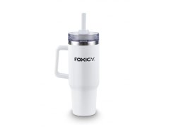Termohrnek do auta s brčkem 1200 ml White