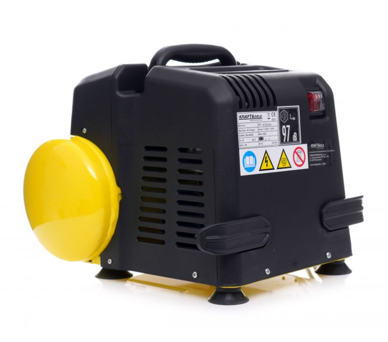 Kraft&Dele KD1415 hordozható olajmentes légkompresszor autószerelő műhelybe, 6L, 8 bar, 1.1 kW, 230V.