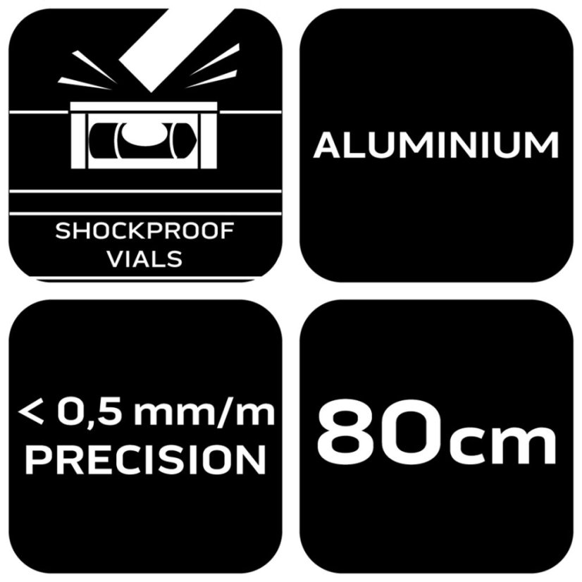 Aluminium-Wasserwaage S 400, 3 Wasserwaagen, 2 Griffe, 80 cm 71-143