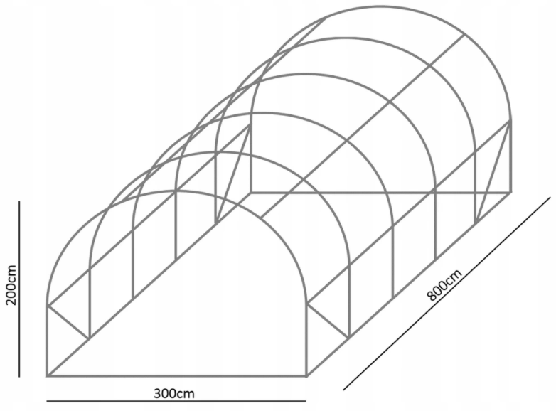 Konstruktion für Foliengewächshaus 3x8m PREMIUM