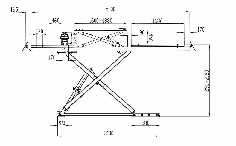 Škarasta dizalica 5T 5000mm SL 550 LT