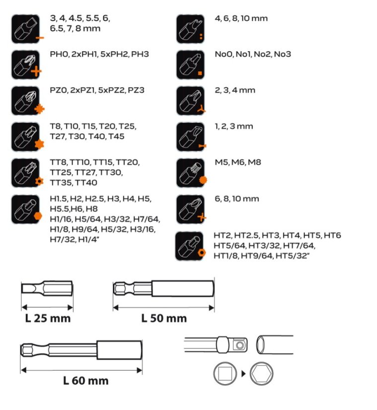 Bitsatz mit Einstellgerät, 99-teiliger Satz 06-104