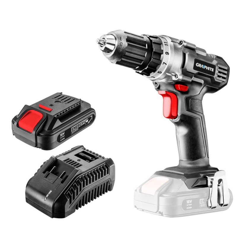 Akku-Bohrschrauber Energy+ 18V, Li-Ion, Bohrfutter 10 mm, 2Ah Akku, Ladegerät, Koffer 58G000-SET1