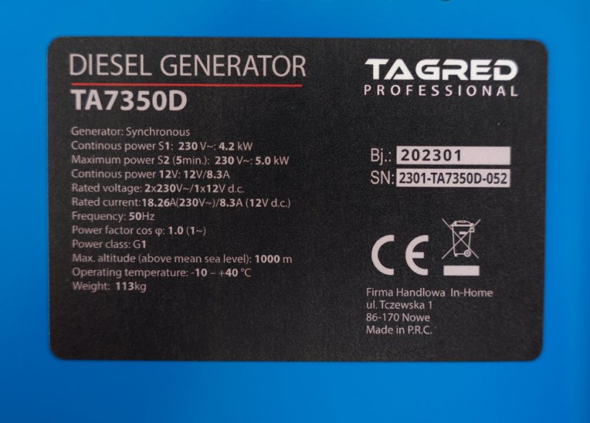 Generator Diesel 7350W 10KM AVR ATS TA7350D