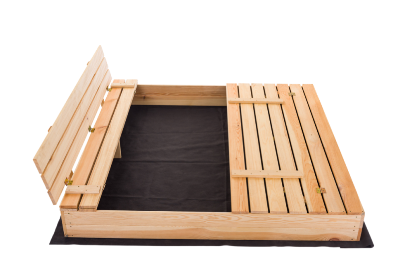 Sandkasten mit Bänken 160cm + Abdeckplane + Agrotextil SUN