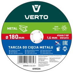 Rezací kotúč na kov T41, 180 x 1,5 x 22 mm 61H534