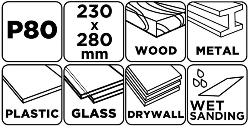 Brusni papir na bazi vode 230 x 280 mm, P80 58T211