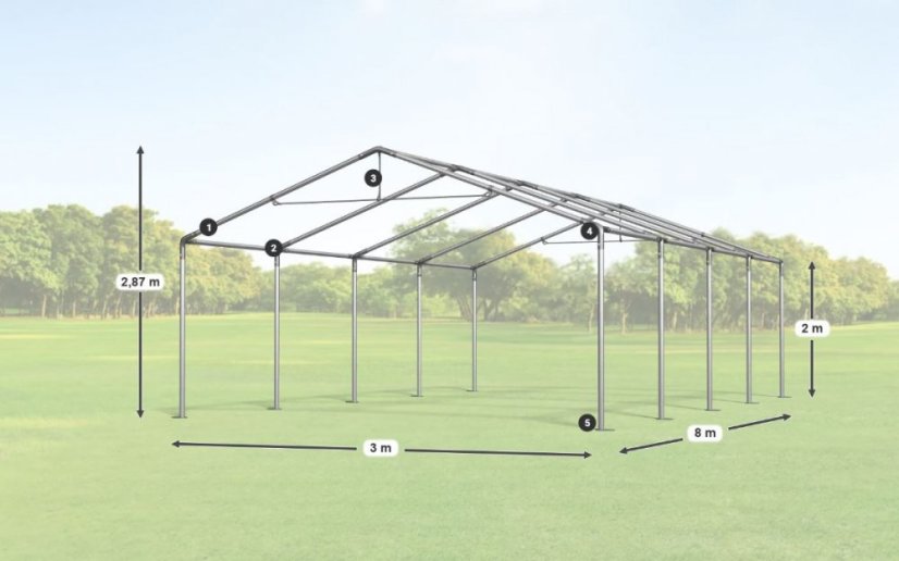 Cort de petrecere 3x8x2m Comfort PE 240g cu plasă împotriva insectelor Summer