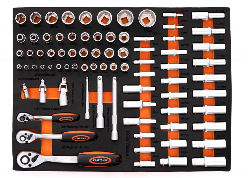 Cărucior pentru scule de atelier 258pcs - 7 sertare KD1067