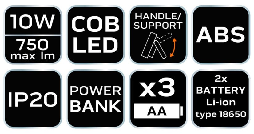 COB 750 lm akkumulátoros reflektor 99-038