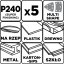 Velcro brusni papir, željezo 102 x 152 mm, P240, 5 kom, s 11 rupa 58T308