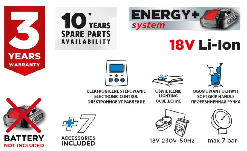 Akku-Kompressor Energy+ 18 V, LCD-Anzeige, ohne Batterie 58G041