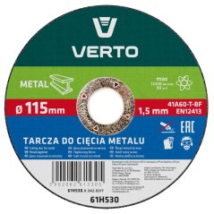 Řezací kotouč na kov T41, 115 x 1,5 x 22 mm 61H530